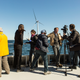 Deepwater wind executives, labor leaders and environmentalists speak to reporters on a recent tour of the Block Island Wind Farm. Photo: Jesse Burke for Gizmodo